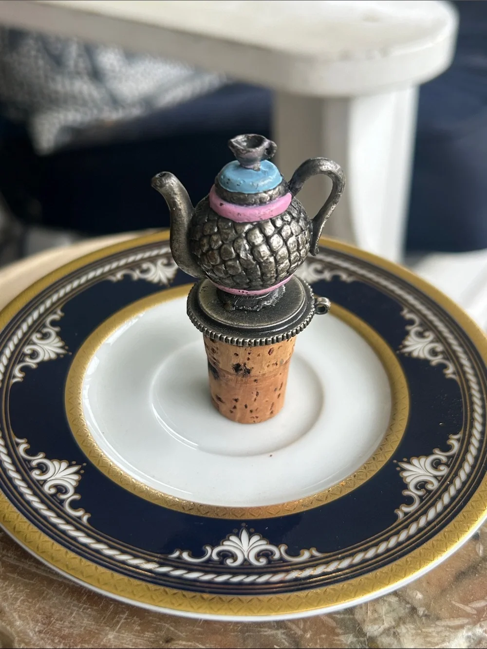 Vintage Teapot Cork Bottle Stopper